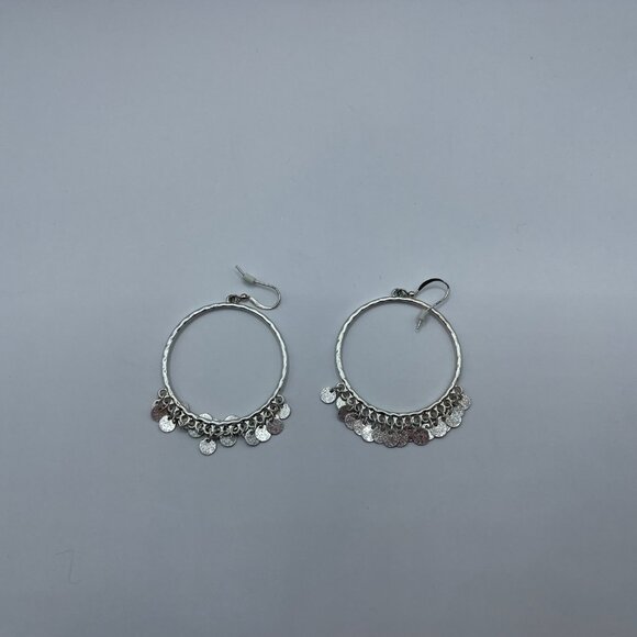 NWT Silver Hoops with Dangle Fringe Earrings - Picture 4 of 6